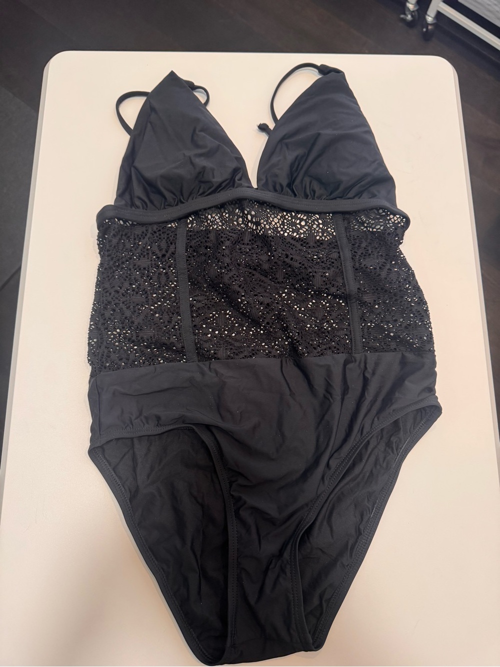 Ella Moss Black Crochet-Tank One-Piece Swimsuit